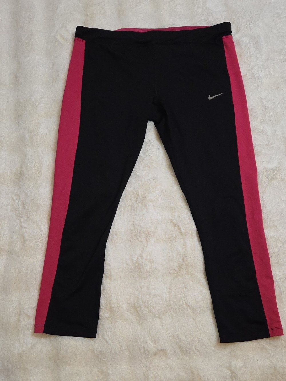 Nike Black Leggings with Pink Side Stripes